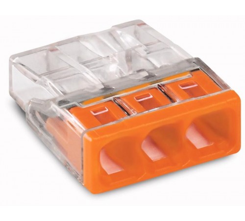 Клемма с пастой 3-проводная 0.5-2.5мм2 одножильный оранжевый (уп/100шт)  2273-243  WAGO