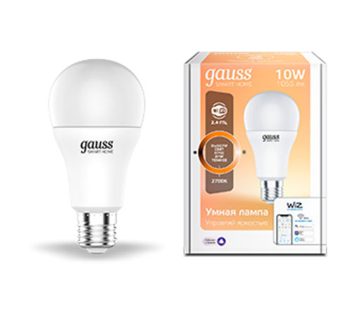 Лампа Светодиодная Smart Home DIM E27 A60 10 Вт 2700К 1/10/40  1070112  Gauss