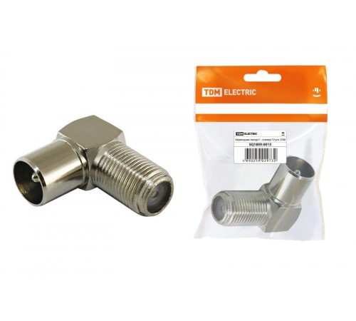 Переходник гнездо F - штекер TV угловой, инд. упаковка   SQ1809-0013  TDM