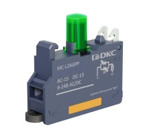 Контактный  блок с клеммным безвинтовым зажимом со светодиодом на 9-24В, зелёный  MC-L24GPP  DKC