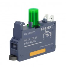 Контактный  блок с клеммным безвинтовым зажимом со светодиодом на 9-24В, зелёный  MC-L24GPP  DKC