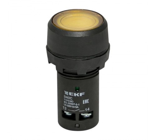 Кнопка SW2C-10D с подсветкой желтая NO EKF PROxima  sw2c-md-y  EKF