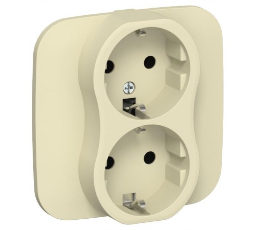 FLITE Розетка 2-ая с заземлением без шторок 16А РС12-0-А-ФлН навахо  FI-R21A-16-K87  IEK