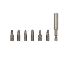 Набор бит KRANZ 25 мм PH1, PH2, PZ1, PZ2, SL5.5, T30 с магнитным держателем (7 шт./уп.) KR-92-0433  Kranz
