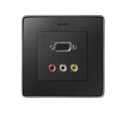 Simon 82 Накладка для коннектора VGA HD15, "мама" + 3RCA, S82, S82N, S82 Detail, графит  8200092-038  Simon