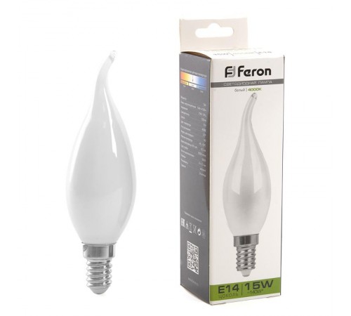 Лампа светодиодная, (15W) 230V E14 4000K матовая, LB-718  38262  FERON