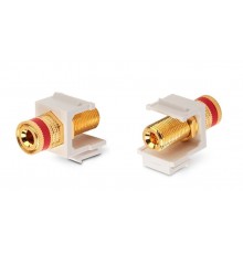 KJ1-BP/RD-HG-WH Вставка формата Keystone Jack с коннектором Binding Post (красный), Hex. type, gold plated, ROHS, белая  248123  Hyperline