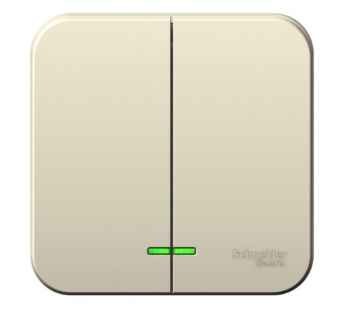 Blanca Молочный О/У с изолирующей пластиной Выключатель 2-клавишный с подсветкой 10А, 250B  BLNVA105112  SE