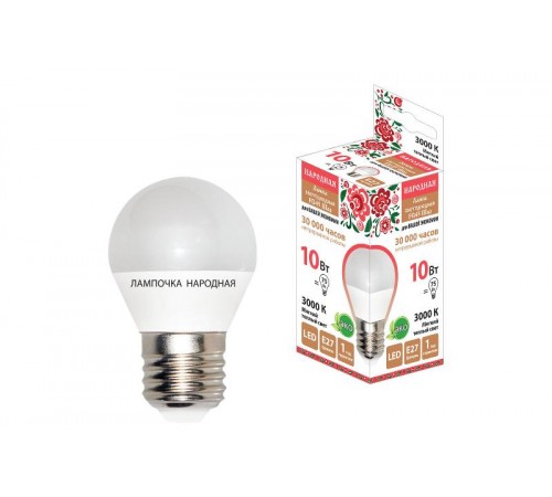 Лампа светодиодная FG45-10 Вт-230 В-3000 К-E27 Народная  SQ0340-1605  TDM