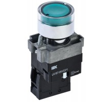 Кнопка LA167-BW3371 d=22мм RC 1з с подсвет. зеленая  BBT20-BW3371-1-12-67-K06  IEK