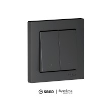 AtlasDesign SMART Карбон Выключатель 2-клавишный с подсветкой, Zigbee, сх.5, L+N, 10А, механизм   ATN001053Z  SE