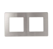 Рамка для розеток и выключателей ЭРА Серия 12 12-5102-03 на 2 поста, Сатин, алюминий  Б0052511  ЭРА