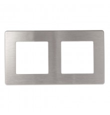 Рамка для розеток и выключателей ЭРА Серия 12 12-5102-03 на 2 поста, Сатин, алюминий  Б0052511  ЭРА