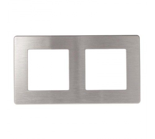 Рамка для розеток и выключателей ЭРА Серия 12 12-5102-03 на 2 поста, Сатин, алюминий  Б0052511  ЭРА