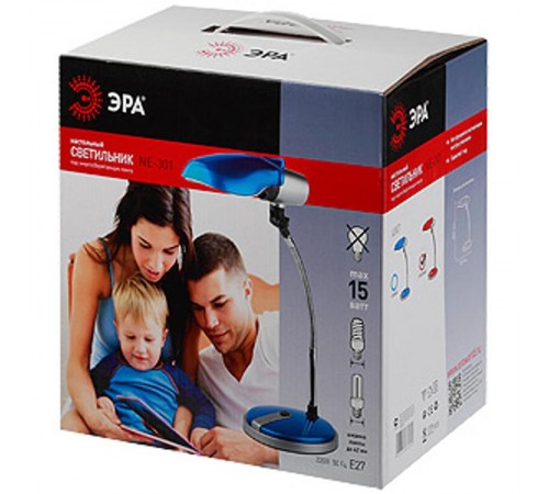 Светильник настольный на основании NE-301 15Вт КЛЛ Е27 синий  C0044900  ЭРА