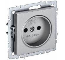 BRITE Розетка без заземления со шторками 10А РСш10-2-БрА алюминий  BR-R13-10-K47  IEK