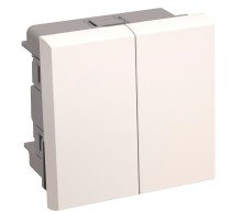 Выключатель проходной (переключатель) двухклавишный на 2 модуля. ВК4-22-00-П  CKK-40D-PD2-K01  IEK