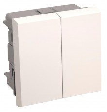 Выключатель проходной (переключатель) двухклавишный на 2 модуля. ВК4-22-00-П  CKK-40D-PD2-K01  IEK