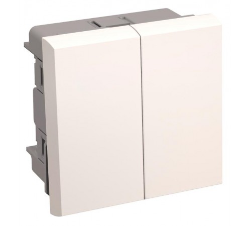 Выключатель проходной (переключатель) двухклавишный на 2 модуля. ВК4-22-00-П  CKK-40D-PD2-K01  IEK