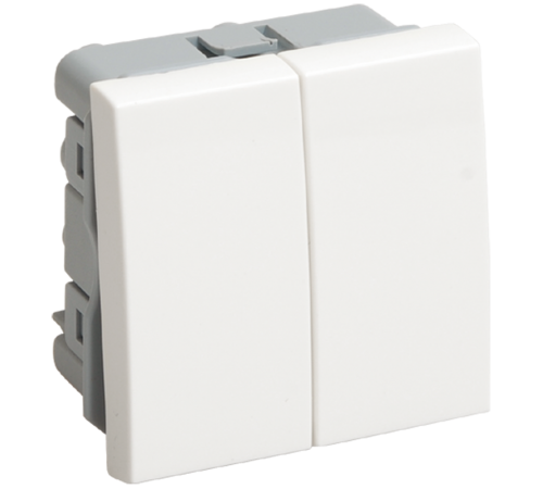 Выключатель проходной (переключатель) двухклавишный на 2 модуля. ВК4-22-00-П  CKK-40D-PD2-K01  IEK