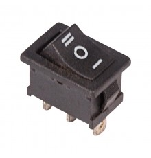 Выключатель клавишный 250V 6А (3с) ON-OFF-ON черный с нейтралью Mini  36-2145  REXANT