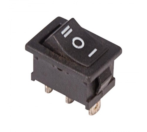 Выключатель клавишный 250V 6А (3с) ON-OFF-ON черный с нейтралью Mini  36-2145  REXANT