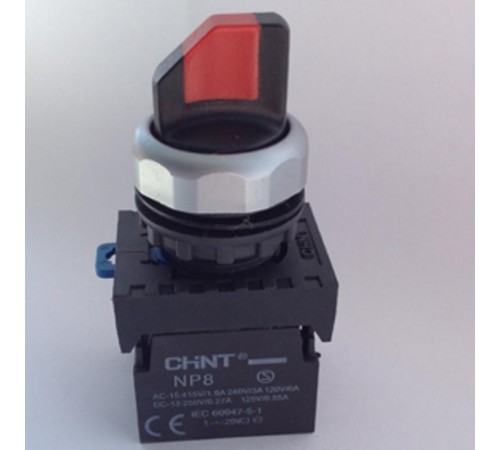 Переключатель без подсветки NP8-11X/21, 2 положения с фиксацией, красная 1НО+1НЗ IP65 (R)  667133  CHINT