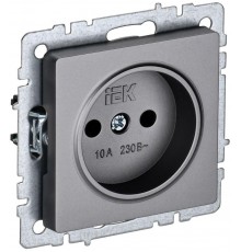 BRITE Розетка без заземления без шторок10А РС10-1-0-БрС сталь  BR-R10-10-K46  IEK