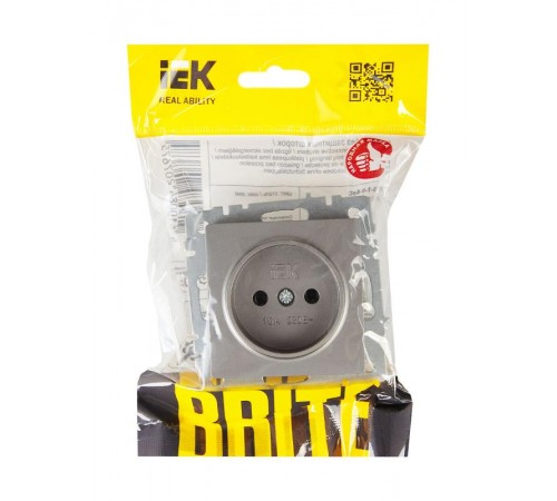 BRITE Розетка без заземления без шторок10А РС10-1-0-БрС сталь  BR-R10-10-K46  IEK