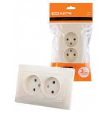 Розетка двойная 2П 10А 250В сл. кость "Лама"  SQ1815-0124  TDM
