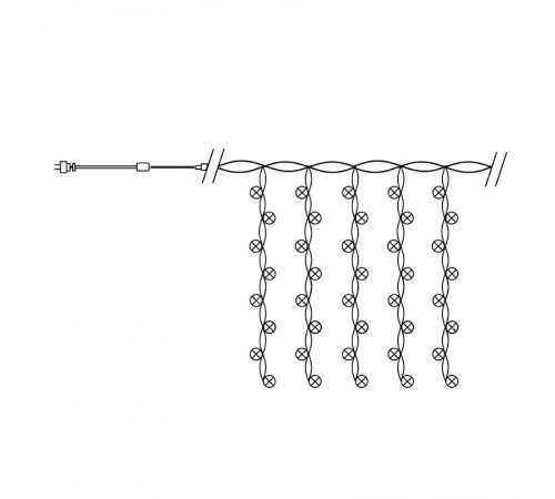 Гирлянда - занавес CL19  204 диодов  2700K , эффект стробов, 2*1,5м + 3м IP44 прозрачный шнур  32331  FERON