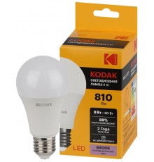 Лампа светодиодная A60-9W-865-E27 9Вт груша холодный дневной свет  Б0057604  Kodak