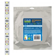Лента светодиодная холодный белый свет 6500K ULS-Q330 2835-120LED/m-8mm-IP20-DC12V-9,6W/m-5M-6500K  UL-00004539  Volpe