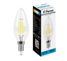 Лампа светодиодная, (9W) 230V E14 6400K прозрачная, LB-73  38229  FERON