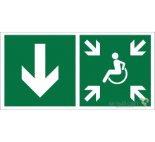 Знак безопасности BL-3015B.E79"Указ. двери пункта сбора(безоп.зоны)МГН(лев.)"  a19339  Белый свет