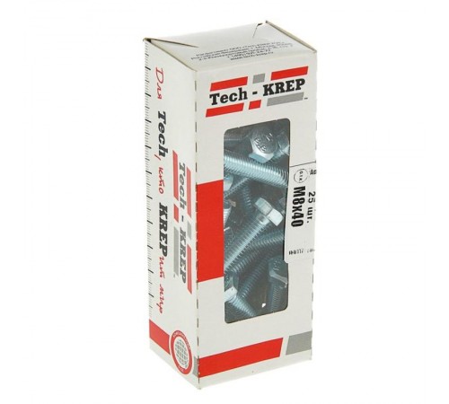 Болт DIN933 с шестигранной головкой оцинк. М8х40 (25 шт) - коробка с ок. Tech-Kr ( 0,467 кг)  105210  Tech-KREP