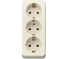Штепсельная розетка SCHUKO 16А / 250В, тройная накладного монтажа, с монтажной платой;  слоновая кость; AP600  10S23L  Jung