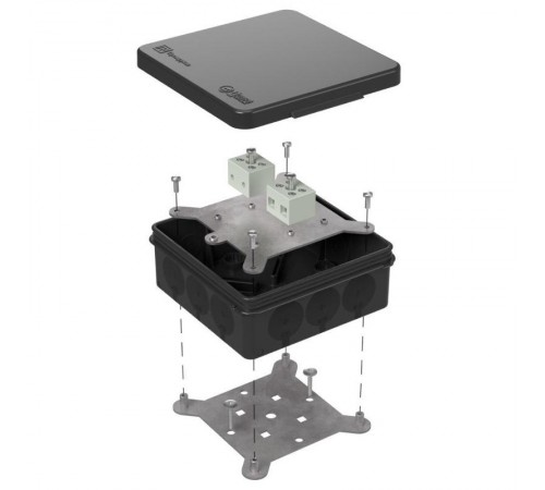 Коробка огнестойкая для о/п двухкомпонентная 60-0303-9005-FR6.0-4 Е15-Е120 100х100х40 IP66  4p, 6.0 мм.кв. черная 60-0303-9005-FR6.0-4  Промрукав