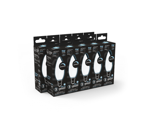 Лампа светодиодная Filament Свеча 9W 610lm 4100К Е14 milky диммируемая LED 1/10/50  103201209-D  Gauss