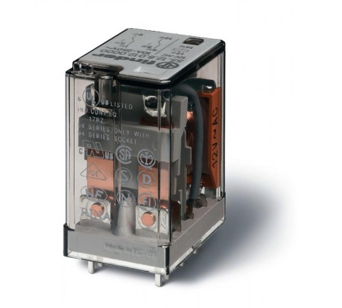 Миниатюрное универсальное электромеханическое реле; монтаж на печатную плату; 2CO 10A; контакты AgNi; катушка 6В АC  551280060000  Finder