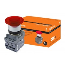 Кнопка грибовидная МРМ1-11R(LED) в сборе d40мм/24B 1з+1р красная  SQ0747-0034  TDM