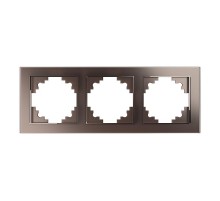 Рамка горизонтальная 3-местная, серия Катрин, GFR00-7003-04, шоколад  39537  STEKKER