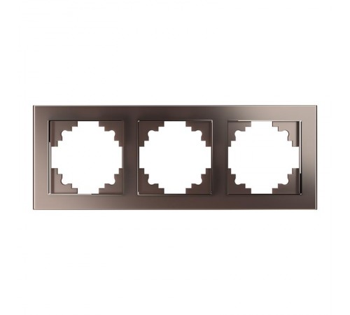 Рамка горизонтальная 3-местная, серия Катрин, GFR00-7003-04, шоколад  39537  STEKKER