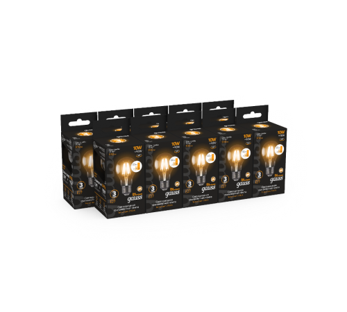 Лампа светодиодная Black LED Filament A60 E27 10W 930lm 2700К step dimmable  102802110-S  Gauss