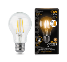 Лампа светодиодная Black LED Filament A60 E27 10W 930lm 2700К step dimmable  102802110-S  Gauss