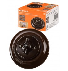 Выключатель скрытой установки фарфоровый поворотный с ручкой (бантик) 10А коричневый "Болонь"  SQ1820-0420  TDM