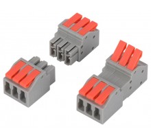 Клемма  NO-225-404 проходная разъёмная 222-2413R с рычагами 3 полюса 0.08-2.5/4 мм2 (упаковка 10 шт.)  Б0067948  ЭРА