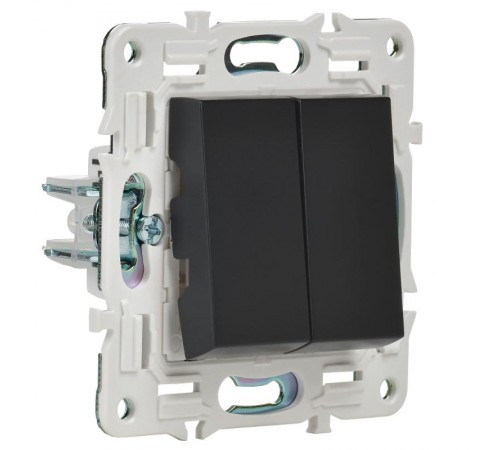 SKANDY Выключатель 2-клавишный проходной 10А SK-V05Bl черный  SK-V22-0-10-K02  IEK