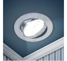 Светильник встраиваемый литой под лампу KL1A CH /1 поворотный MR16, 12V/220V, 50W хром (100/2100)  Б0048969  ЭРА