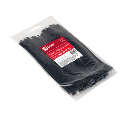 Хомут нейлоновый ЧЕРНЫЙ 7,2х150 (уп./100шт) EKF Simple  plc-cb-7.2x150  EKF